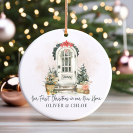 Gepersonaliseerde nieuwe huis eerste kerst Waterve Keramisch Ornament