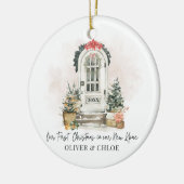 Gepersonaliseerde nieuwe huis eerste kerst Waterve Keramisch Ornament (Links)