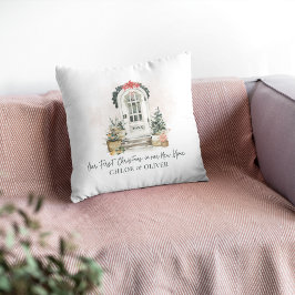 Gepersonaliseerde nieuwe huis eerste kerst Waterve Kussen