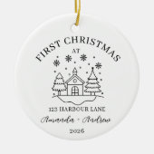 Gepersonaliseerde Nieuwe Huis Koppels Gift Kerstmi Keramisch Ornament (Voorkant)
