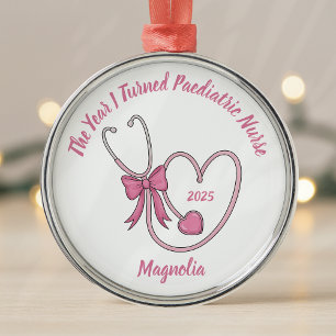 Gepersonaliseerde nieuwe kinderverpleegkundige metalen ornament