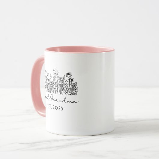 Gepersonaliseerde Nieuwe Oma Bloem Mok (Voorkant links)