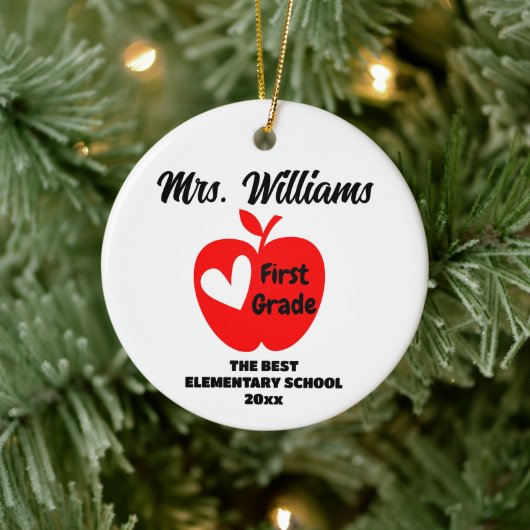 Gepersonaliseerde nieuwe Teacher Christmas Gift Af Keramisch Ornament (Boom)