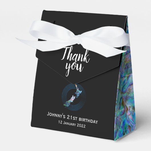 GEPERSONALISEERDE NIEUWE ZEELAND KAART PAUA FAVOR  BEDANKDOOSJES (Voorkant Zijde)