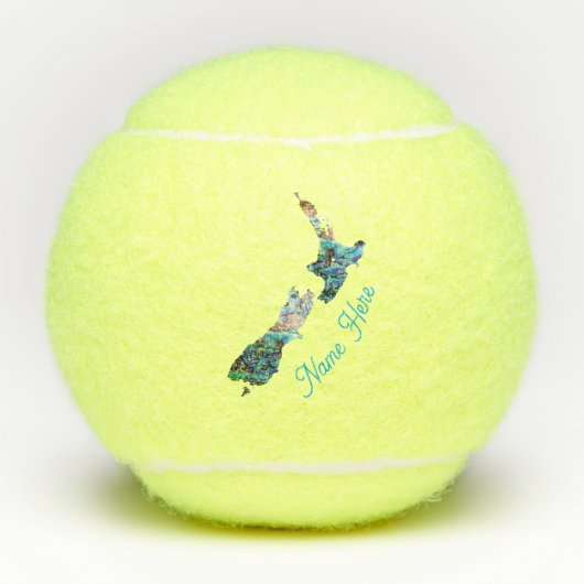 GEPERSONALISEERDE NIEUWE ZEELAND KAART PAUA TENNISBALLEN (Voorkant)