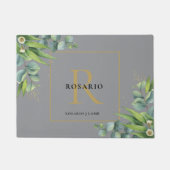 Gepersonaliseerde Nimbus Grijs Goud Monogram Deurmat (Voorkant)