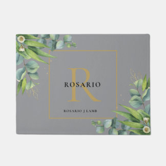 Gepersonaliseerde Nimbus Grijs Goud Monogram Deurmat