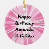 Gepersonaliseerde Ninja Pig op Roze Keramisch Ornament (Achterkant)