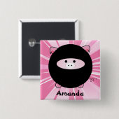 Gepersonaliseerde Ninja Pig op Roze Vierkante Button 5,1 Cm (Voorkant /achterkant)