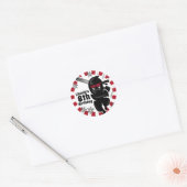 Gepersonaliseerde Ninja Samurai Warrior Verjaardag Ronde Sticker (Envelop)