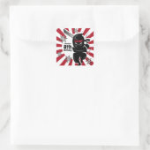 Gepersonaliseerde Ninja Samurai Warrior Verjaardag Vierkante Sticker (Tas)