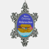 gepersonaliseerde Noah's Ark baby eerste Kerstmis Tin Sneeuwvlok Ornament (Links)