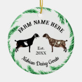 Gepersonaliseerde nobelse melkgeit Pine Wreate Keramisch Ornament (Voorkant)