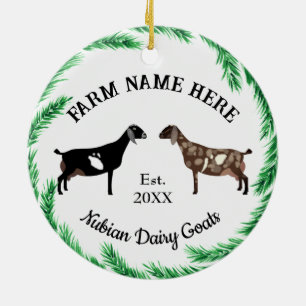 Gepersonaliseerde nobelse melkgeit Pine Wreate Keramisch Ornament