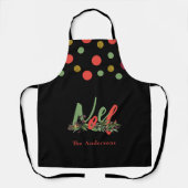 Gepersonaliseerde Noel Red & Green Christmas Schort (Voorkant)