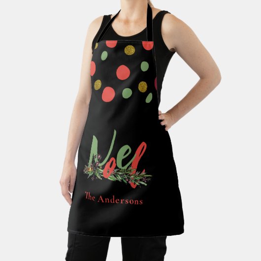 Gepersonaliseerde Noel Red & Green Christmas Schort (Insitu)