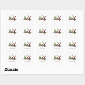 Gepersonaliseerde Noel Red & Green Christmas Vierkante Sticker (Vel)