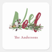 Gepersonaliseerde Noel Red & Green Christmas Vierkante Sticker (Voorkant)
