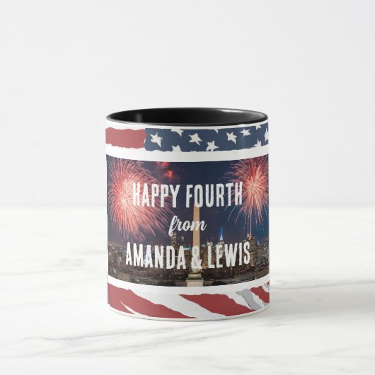 Gepersonaliseerde noodlijdende Amerikaanse vlag Mok (Midden)