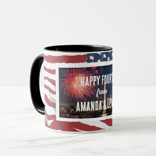 Gepersonaliseerde noodlijdende Amerikaanse vlag Mok (Voorkant links)