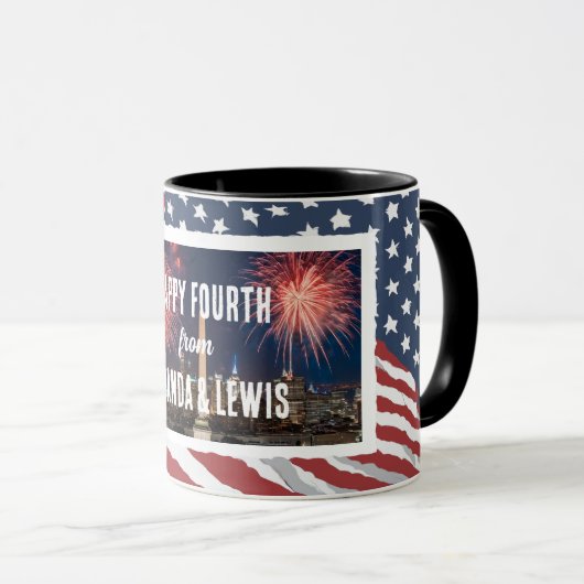 Gepersonaliseerde noodlijdende Amerikaanse vlag Mok (Voorkant rechts)