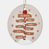 Gepersonaliseerde Noordpool 8 familienamen Keramisch Ornament (Links)