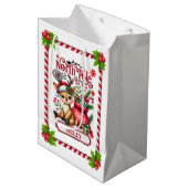 Gepersonaliseerde Noordpool Express Rendier Medium Cadeauzakje (Voorkant Gekanteld)