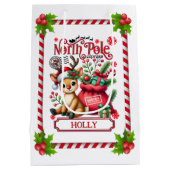 Gepersonaliseerde Noordpool Express Rendier Medium Cadeauzakje (Achterkant)