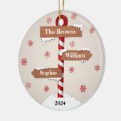 Gepersonaliseerde Noordpool met 3  tekens Keramisch Ornament (Links)