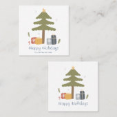 Gepersonaliseerde Noordse kerstvakantie Vierkante Visitekaartje (Voorkant / Achterkant)