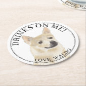 Gepersonaliseerde Noorse Buhund Hond bruiloft Ronde Kartonnen Onderzetter (Gebogen)