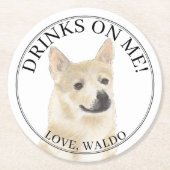 Gepersonaliseerde Noorse Buhund Hond bruiloft Ronde Kartonnen Onderzetter (Voorkant)