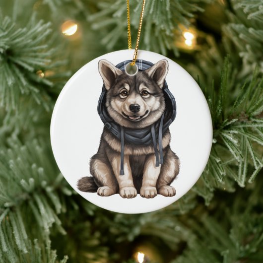 Gepersonaliseerde Noorse Elkhound hond Keramisch Ornament (Boom)