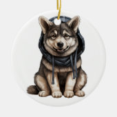 Gepersonaliseerde Noorse Elkhound hond Keramisch Ornament (Voorkant)