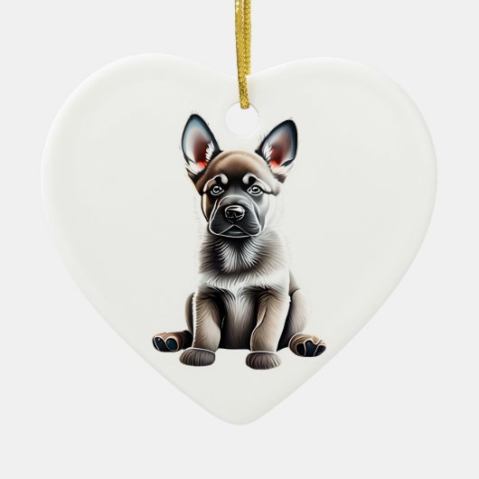 Gepersonaliseerde Noorse Elkhound Puppy Keramisch Ornament (Voorkant)