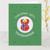 Gepersonaliseerde Noorse engel kerst vlag Kaart (Gele Bloem)
