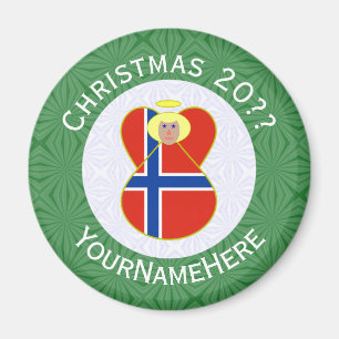 Gepersonaliseerde Noorse engel kerst vlag Magneet