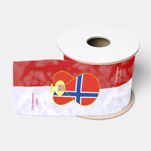 Gepersonaliseerde Noorwegen Engel Vlag Blond Rood Grosgrain Lint