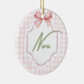Gepersonaliseerde Nora Baby Girl Nursery Bow & Gin Keramisch Ornament (Rechts)