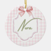 Gepersonaliseerde Nora Baby Girl Nursery Bow & Gin Keramisch Ornament (Voorkant)