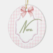 Gepersonaliseerde Nora Baby Girl Nursery Bow & Gin Keramisch Ornament (Links)