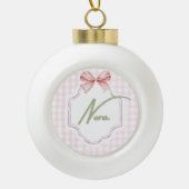 Gepersonaliseerde Nora Baby Girl Nursery Bow & Gin Keramische Bal Ornament (Voorkant)