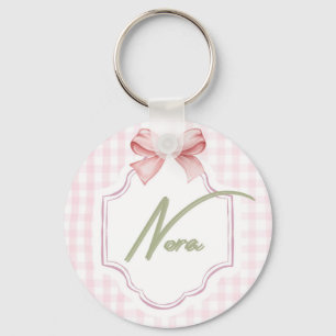 Gepersonaliseerde Nora Baby Girl Nursery Bow & Gin Sleutelhanger