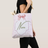 Gepersonaliseerde Nora Baby Girl Nursery Bow & Gin Tote Bag (Dichtbij)