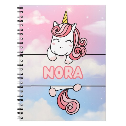 Gepersonaliseerde Nora Unicorn Girlie Notitieboek (Voorkant)