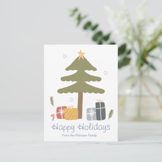 Gepersonaliseerde Nordic Christmas Holiday Flat Ka Briefkaart (Staand voorkant)