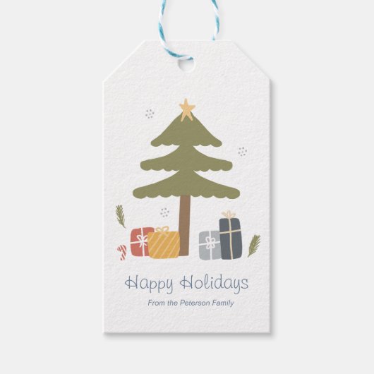 Gepersonaliseerde Nordic Christmas Holiday Flat Ka Cadeaulabel (Voorkant)