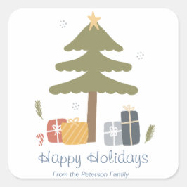 Gepersonaliseerde Nordic Christmas Holiday Flat Ka Vierkante Sticker