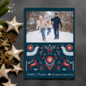 Gepersonaliseerde Nordic Winter Folk Art Kerstmis Feestdagenkaart