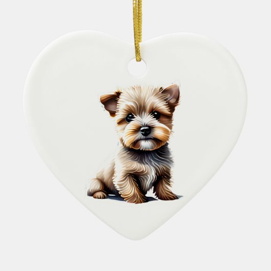 Gepersonaliseerde Norfolk Terrier Puppy Keramisch Ornament (Voorkant)